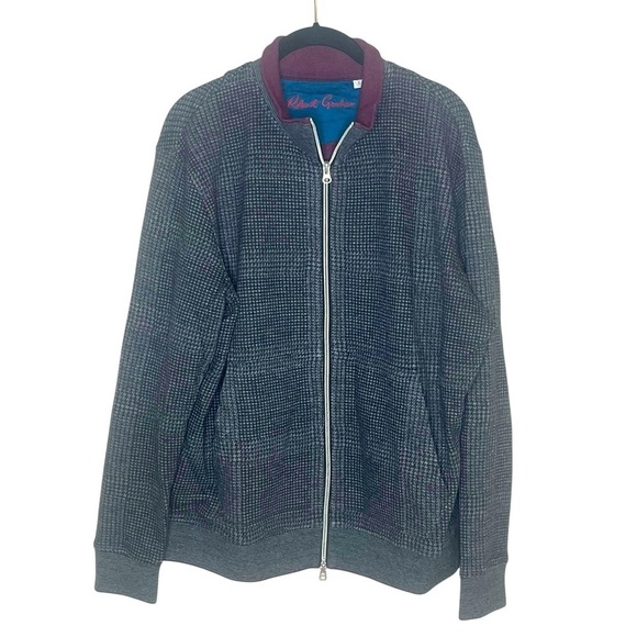 ROBERT GRAHAM Heather Charcoal Hyde Park Zip Cardigan - Picture 1 of 5
